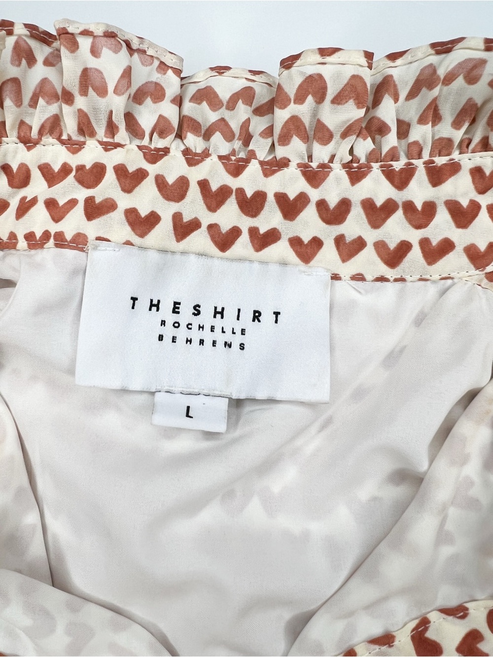 The Shirt by Rochelle Behrens Cream Mini Dress with Red Heart Print - Picture 4 of 7